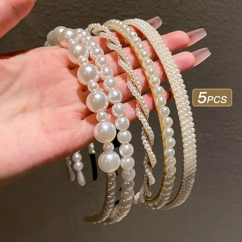 1pcs Mix Fancy White Imitation Pearl Headbands Elegant Hair Accessories