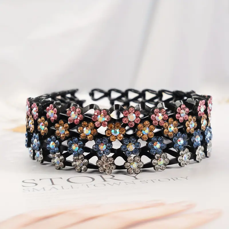 1 Pcs Elegant Sparkling Rhinestone Flower Fancy Headbands