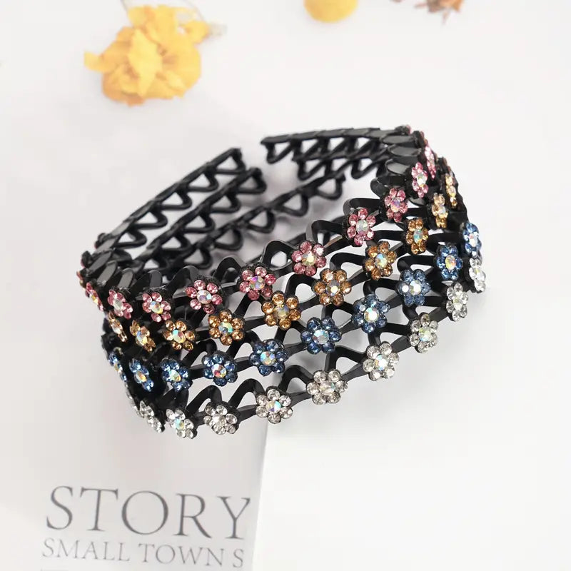 1 Pcs Elegant Sparkling Rhinestone Flower Fancy Headbands