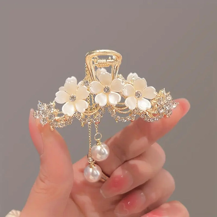 Premium Rhinestone Camellia Fancy Hair Clip