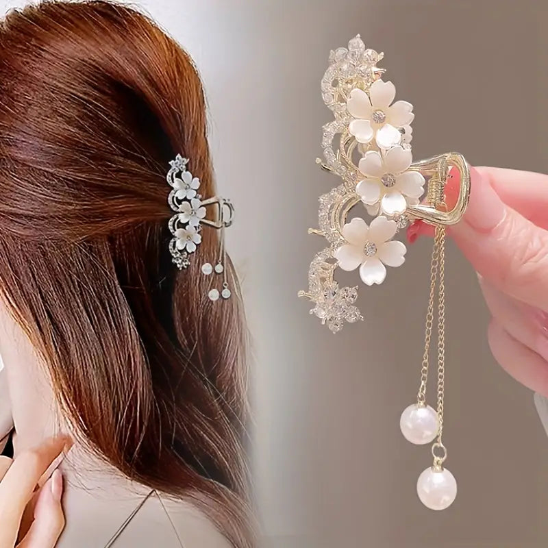 Premium Rhinestone Camellia Fancy Hair Clip