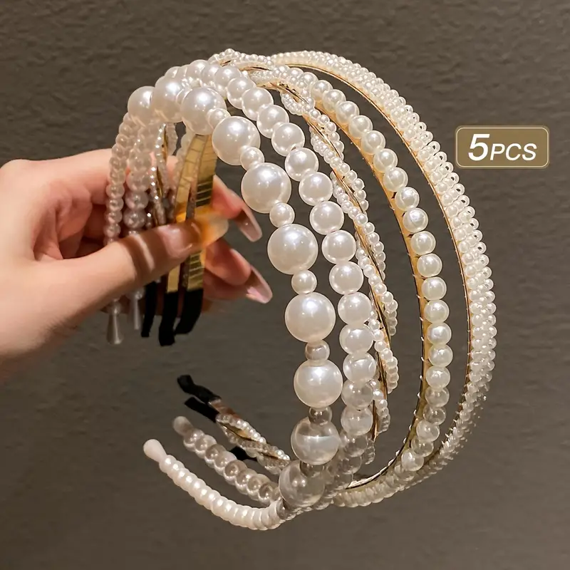 1pcs Mix Fancy White Imitation Pearl Headbands Elegant Hair Accessories