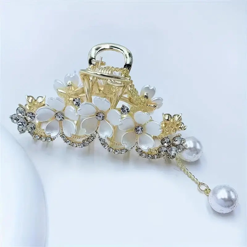 Premium Rhinestone Camellia Fancy Hair Clip