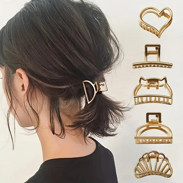 1pcs Mix Fancy Mini Golden Geometric Mix Metal Hair Claw Clip