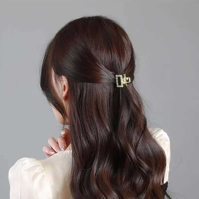 1 Pcs Mix Elegant Golden Mini Hair Clip with Rhinestones