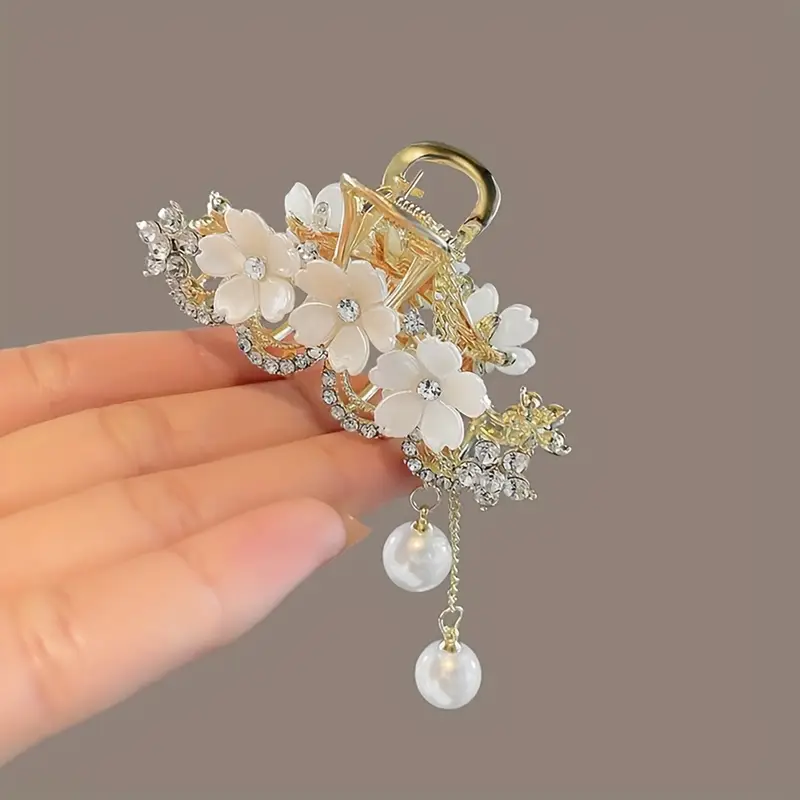 Premium Rhinestone Camellia Fancy Hair Clip