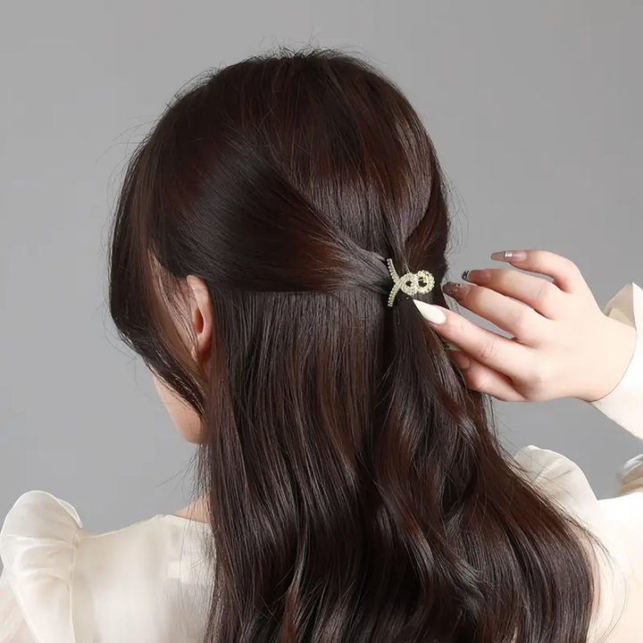 1 Pcs Mix Elegant Golden Mini Hair Clip with Rhinestones