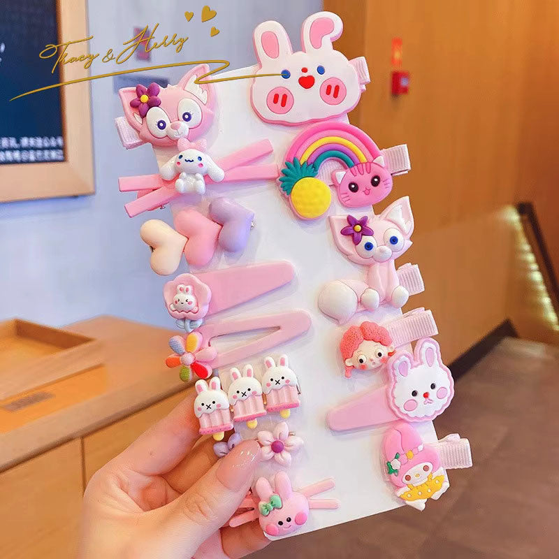 14-Piece Princess Cartoon Hair Clip Set