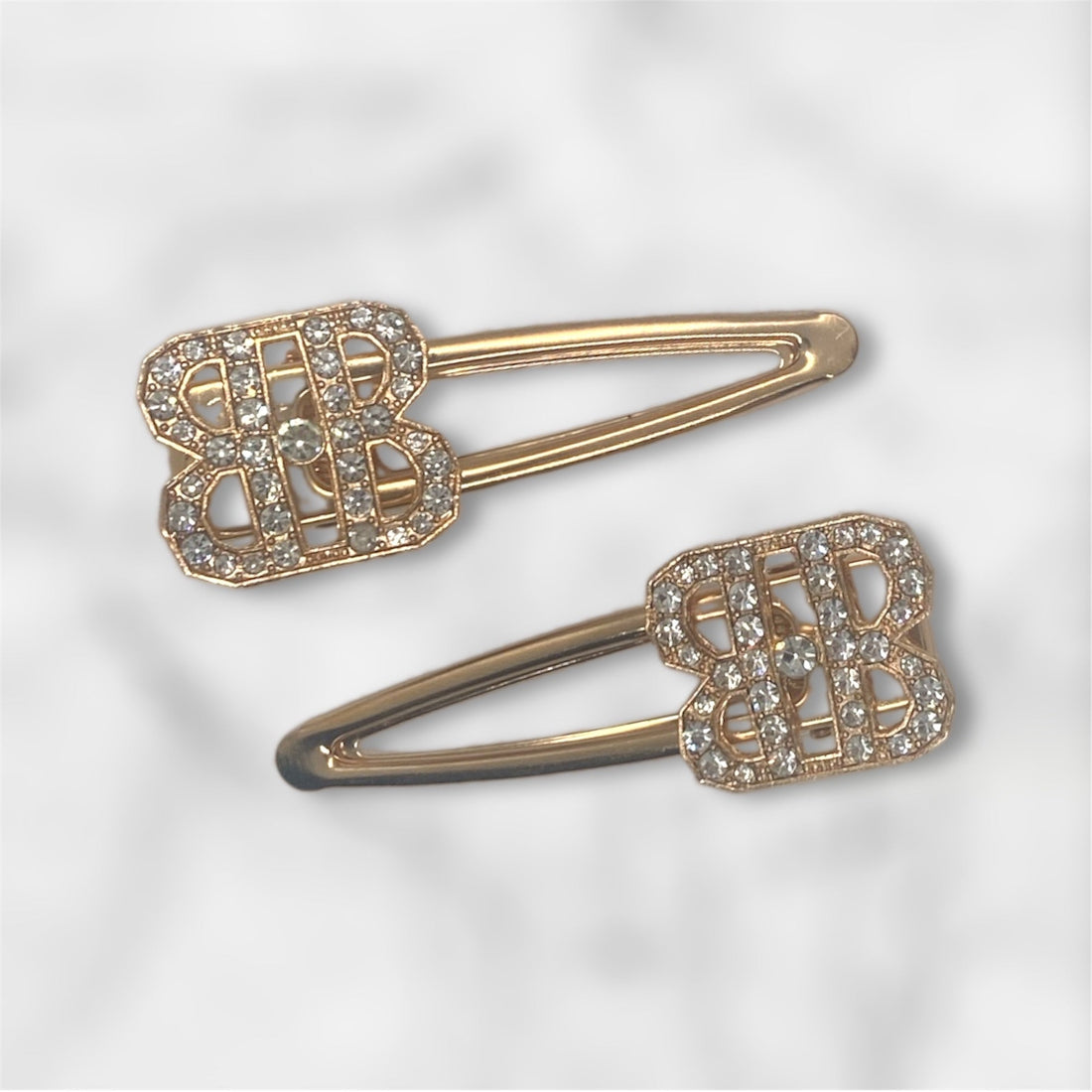 2 Pcs Glamorous Gold Metal Rhinestone Hair Clip