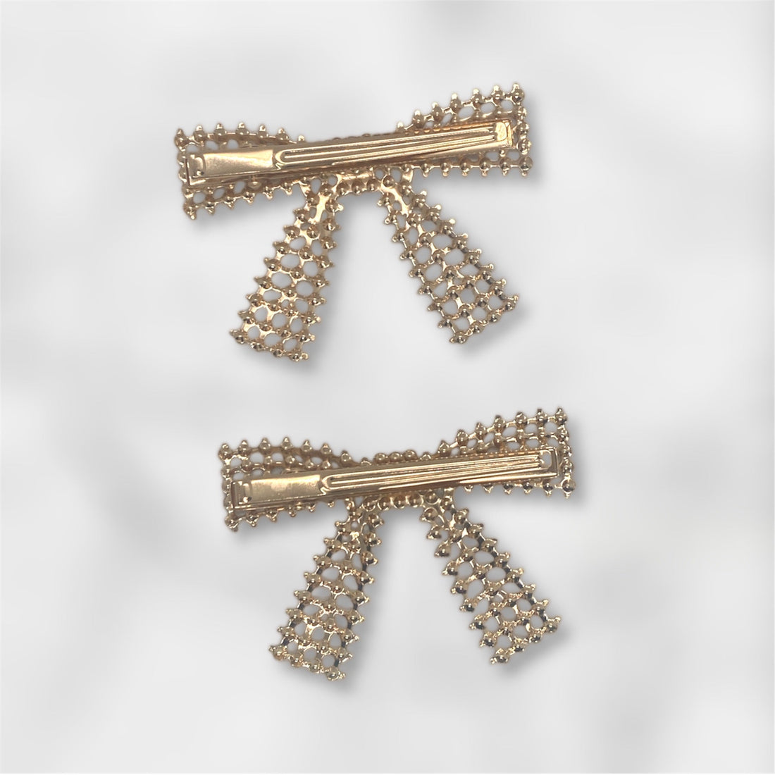 2 Pcs Glamorous Gold Metal Rhinestone Hair Clip