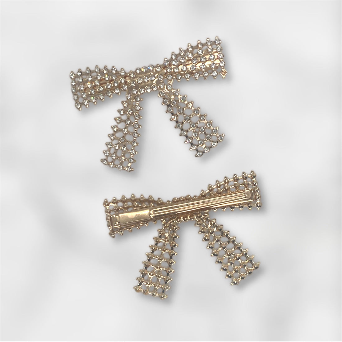 2 Pcs Glamorous Gold Metal Rhinestone Hair Clip