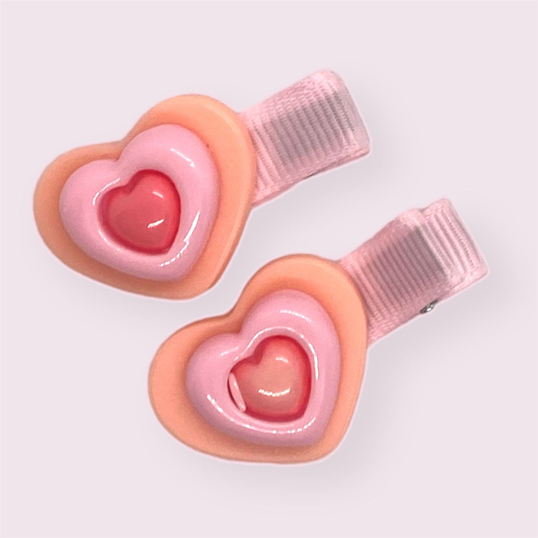 2 Pcs Delicate Pink Heart Mix Hair Pin