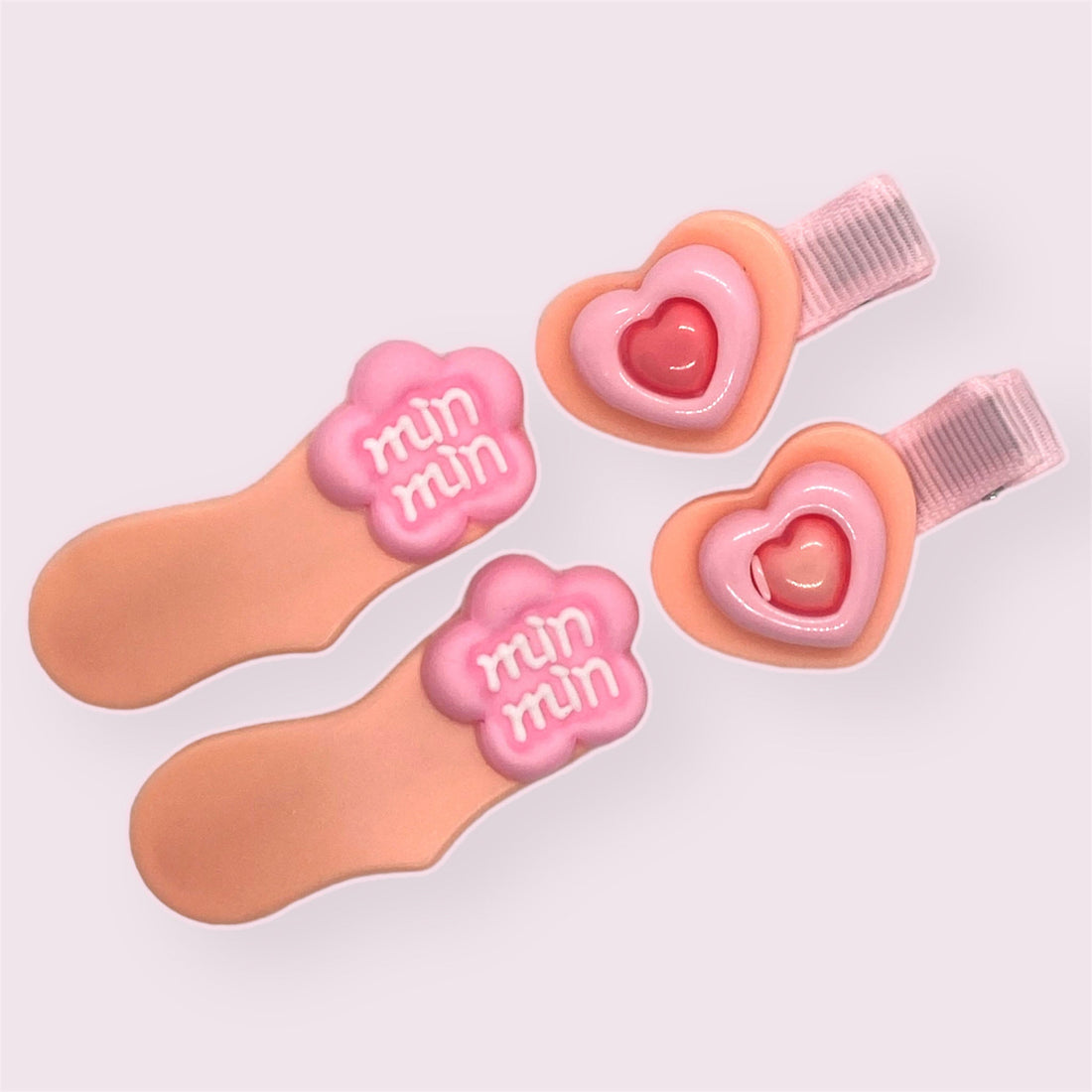 2 Pcs Delicate Pink Heart Mix Hair Pin