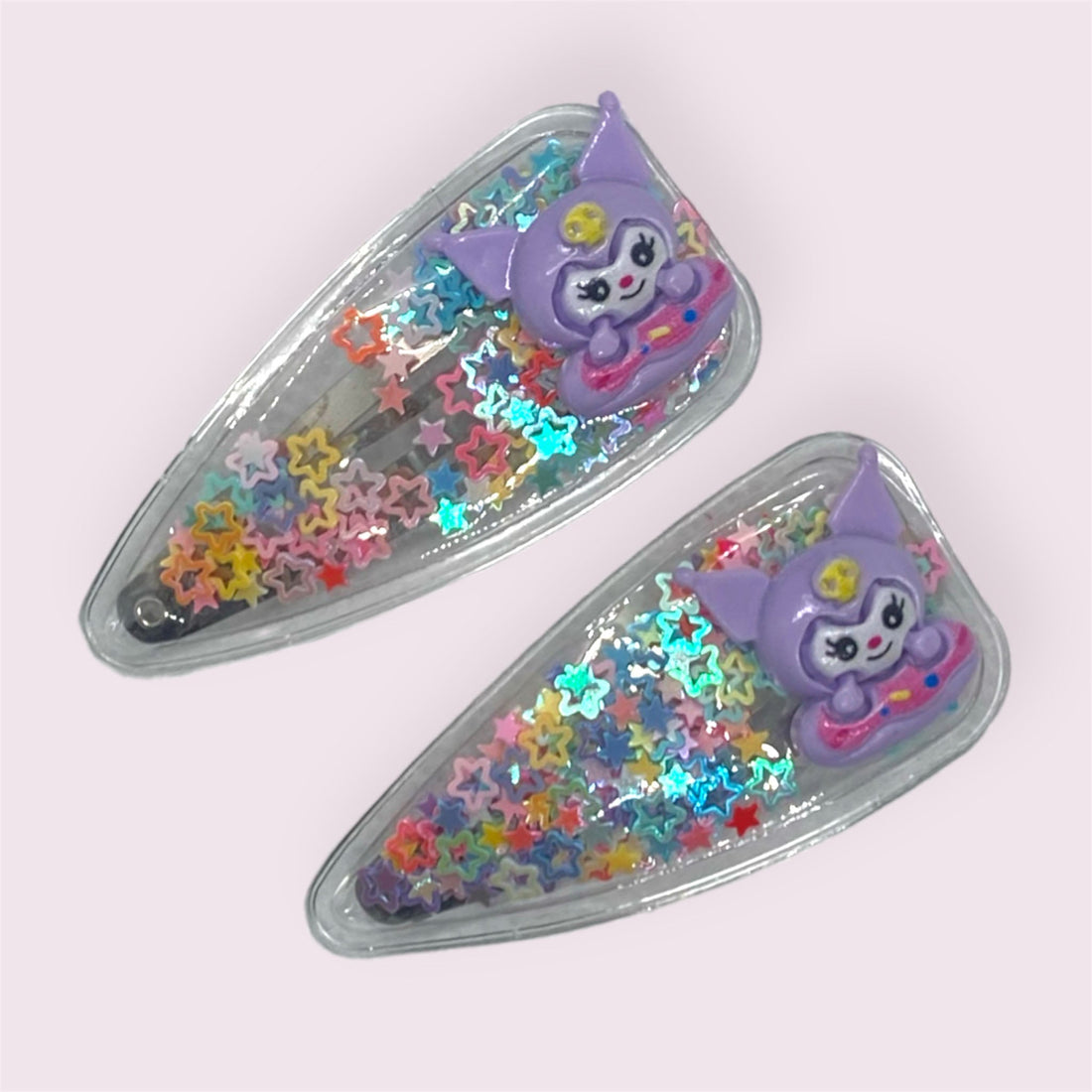 2 pcs Sparkling Hair Pin with Cartoon Character Charm