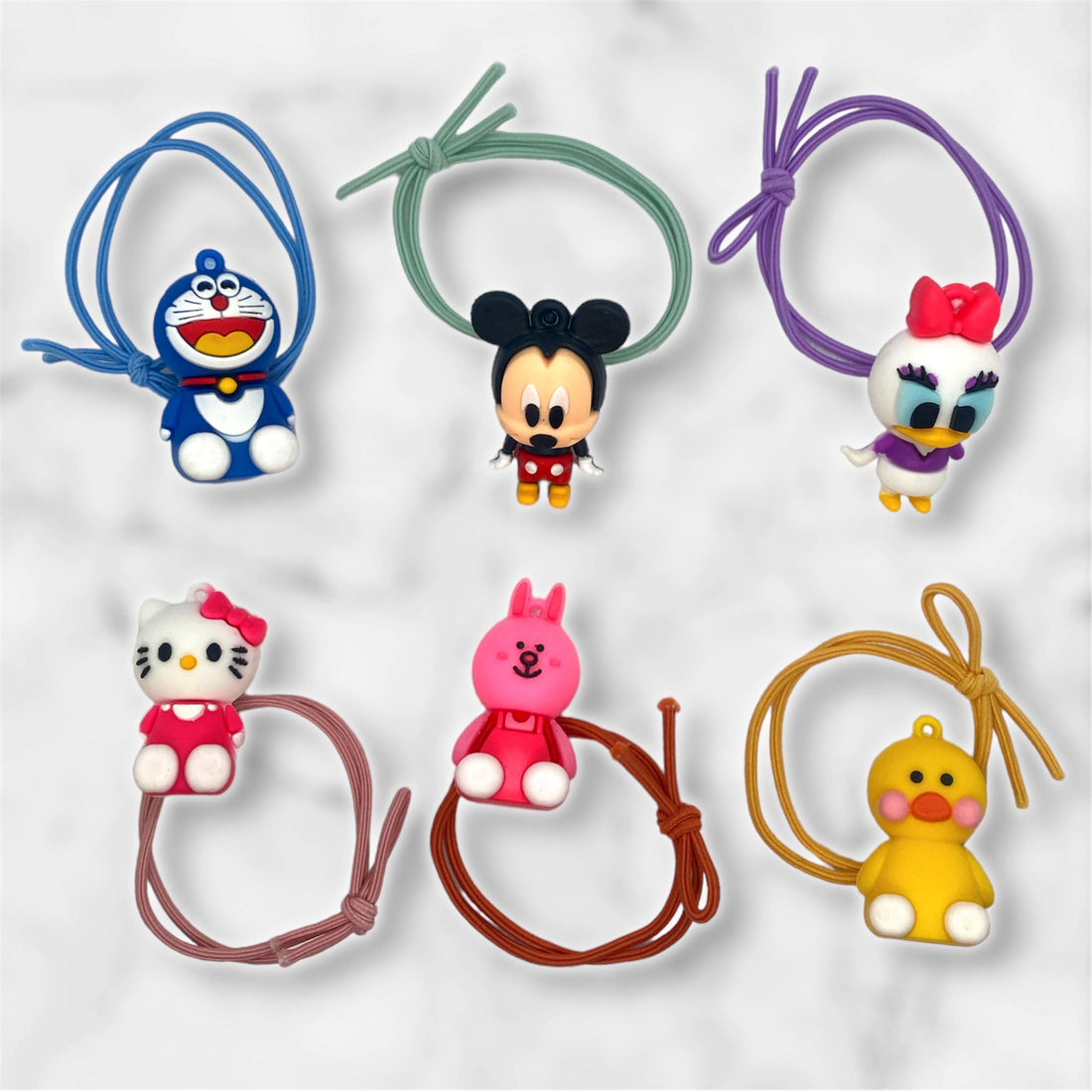 2 Pcs Set Adorable Cartoon Character Hair Tie Set for Kids