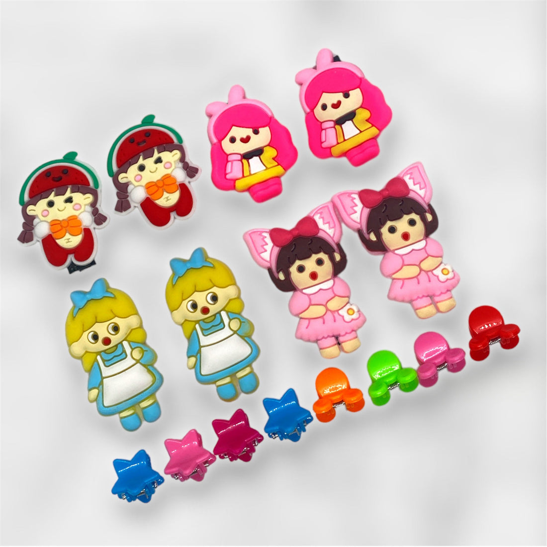 1 Pack Cartoon Cuties Hair Clips and Ties