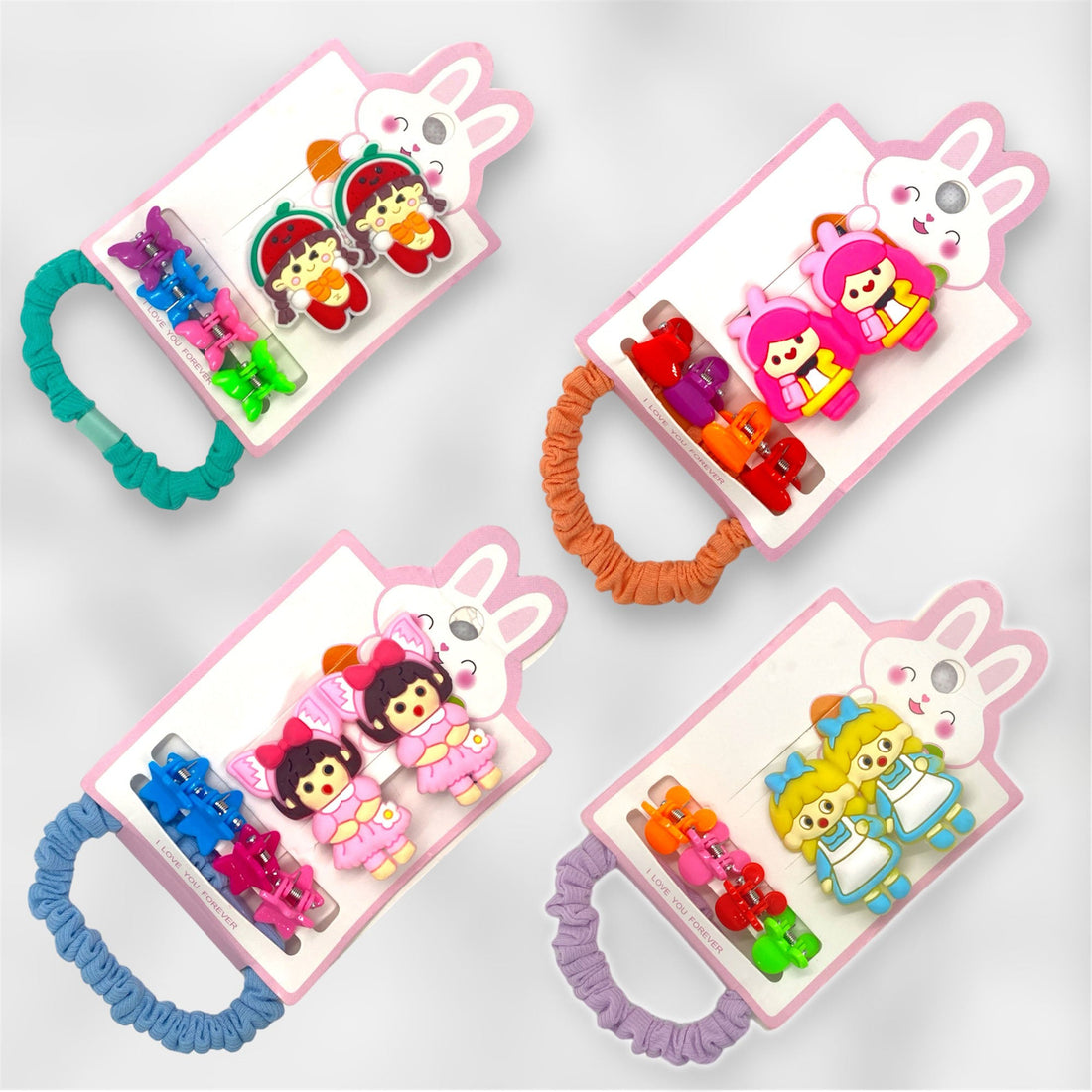 1 Pack Cartoon Cuties Hair Clips and Ties