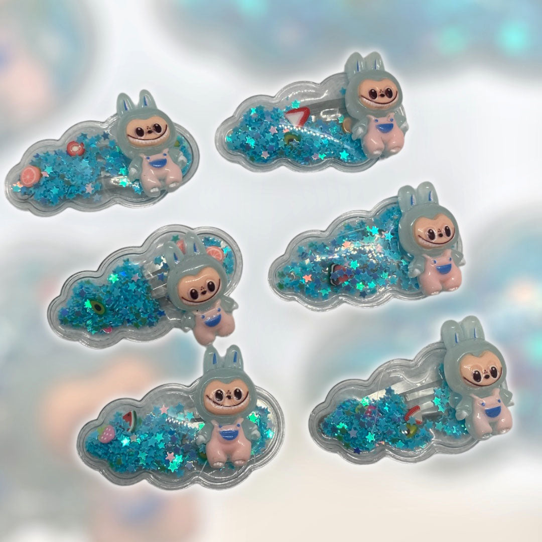 3 pcs Adorable Labubu Cartoon Sparkle Hair Pin