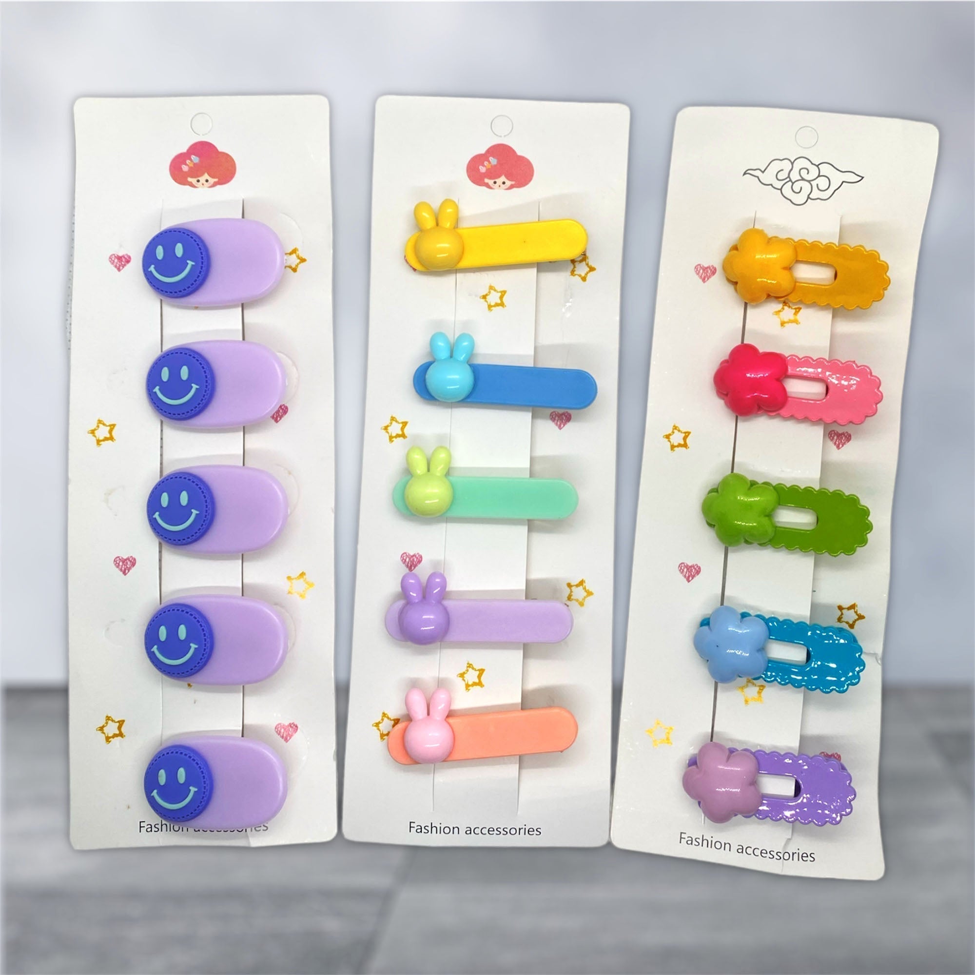 5 Pcs Rainbow Charm Hair Pin Set