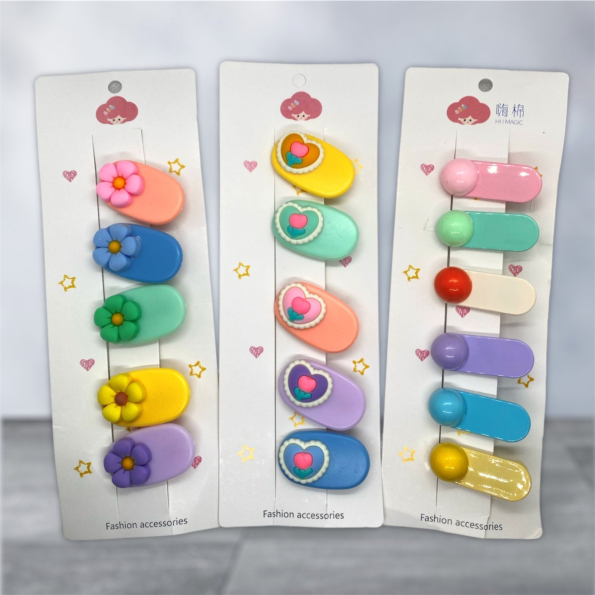 5 Pcs Rainbow Charm Hair Pin Set