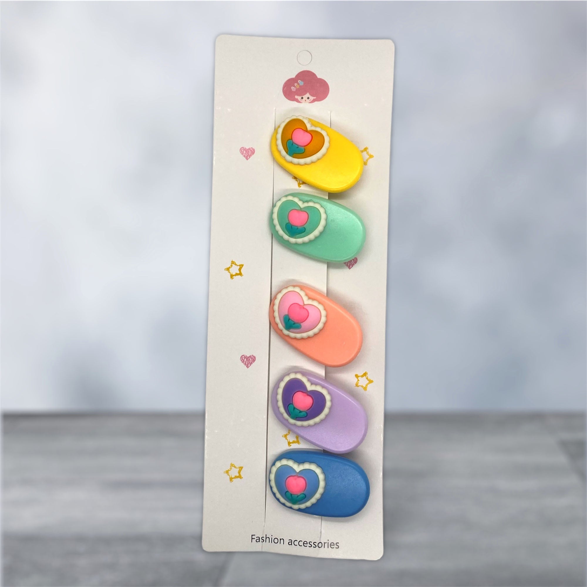 5 Pcs Rainbow Charm Hair Pin Set