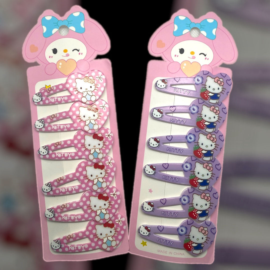 6 Pcs Hello Kitty Hair Clips Set for Girls