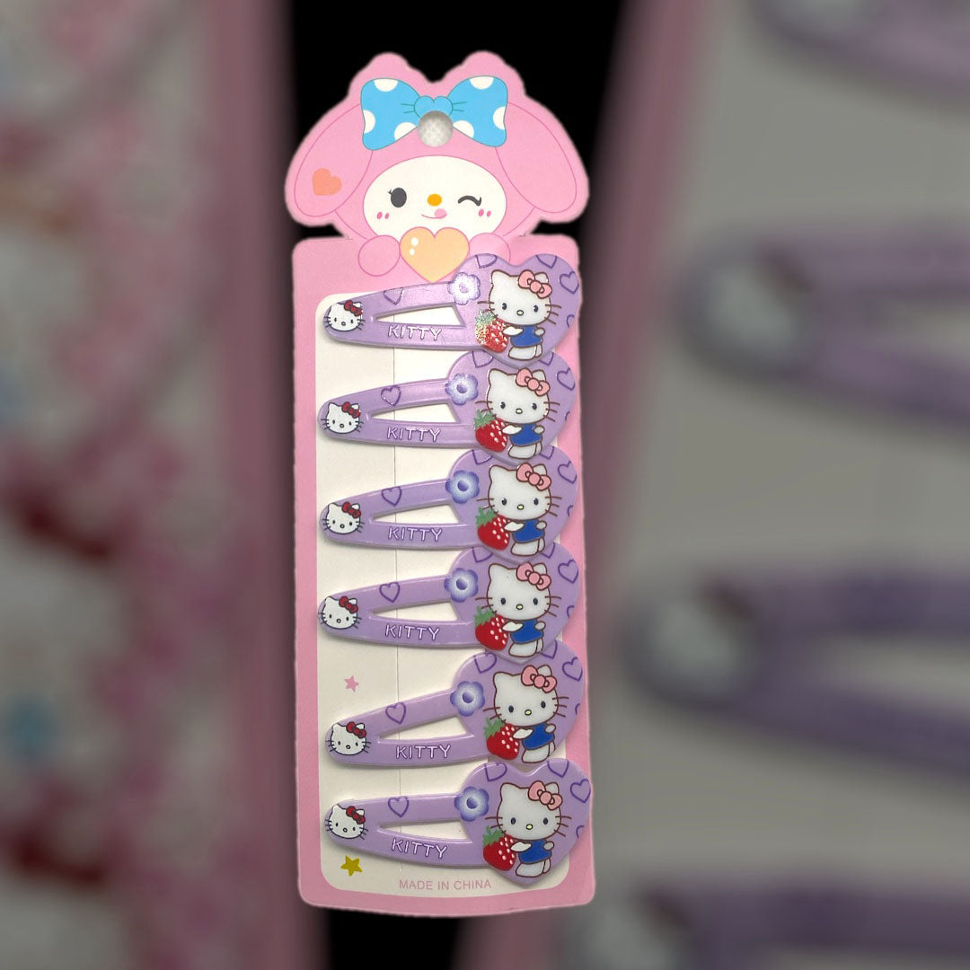 6 Pcs Hello Kitty Hair Clips Set for Girls