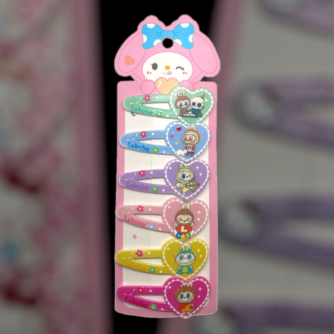 6 Pcs Labubu Hair Clips Set for Girls