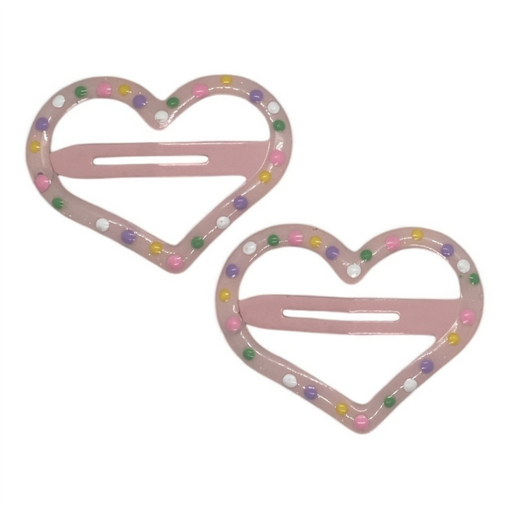 2 Pcs Colorful Heart-Shaped Hair Clips for Kids