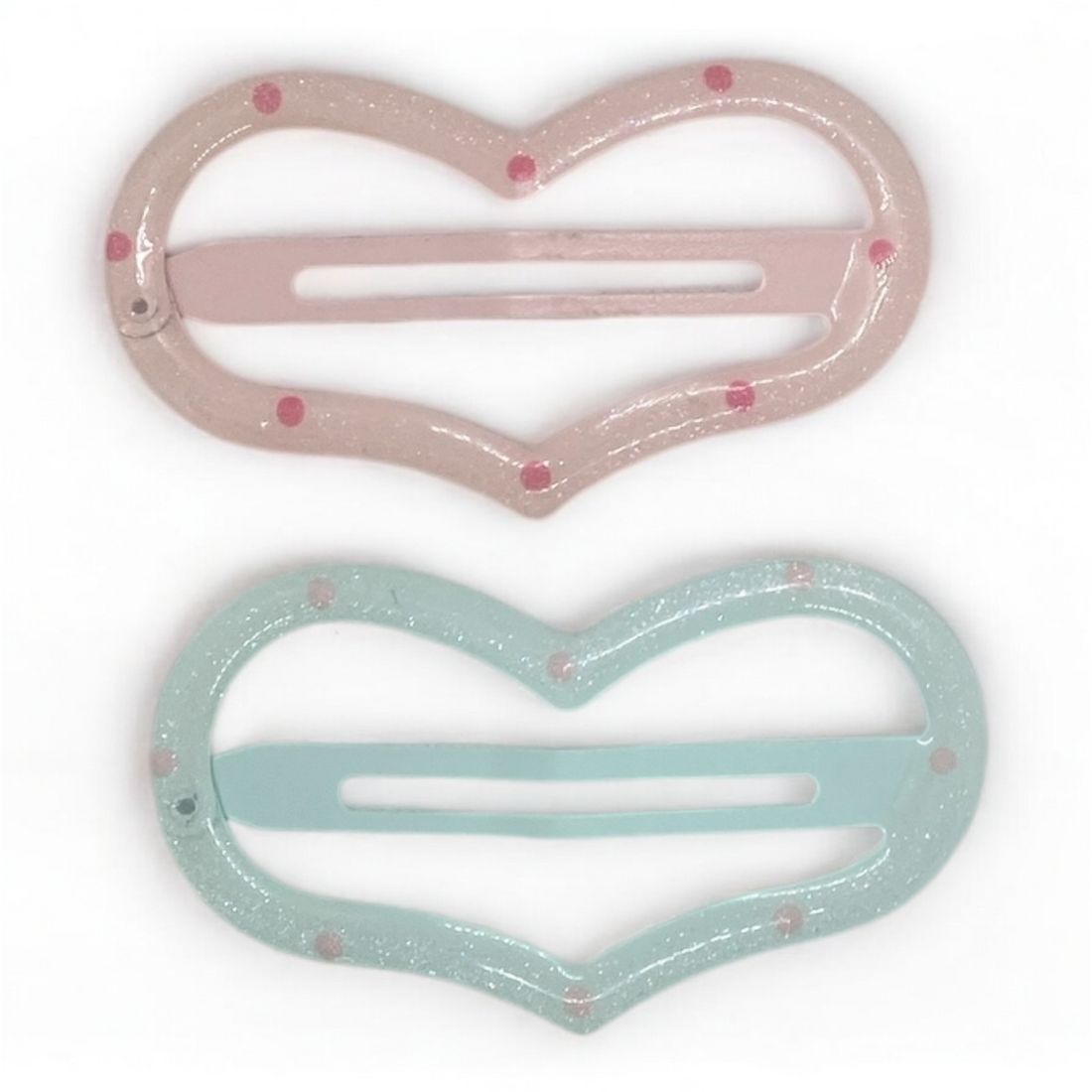 2 Pcs Colorful Heart-Shaped Hair Clips for Kids