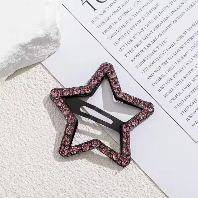 Big Size 2 Pcs Fashion Rhinestone Star Hair Clip