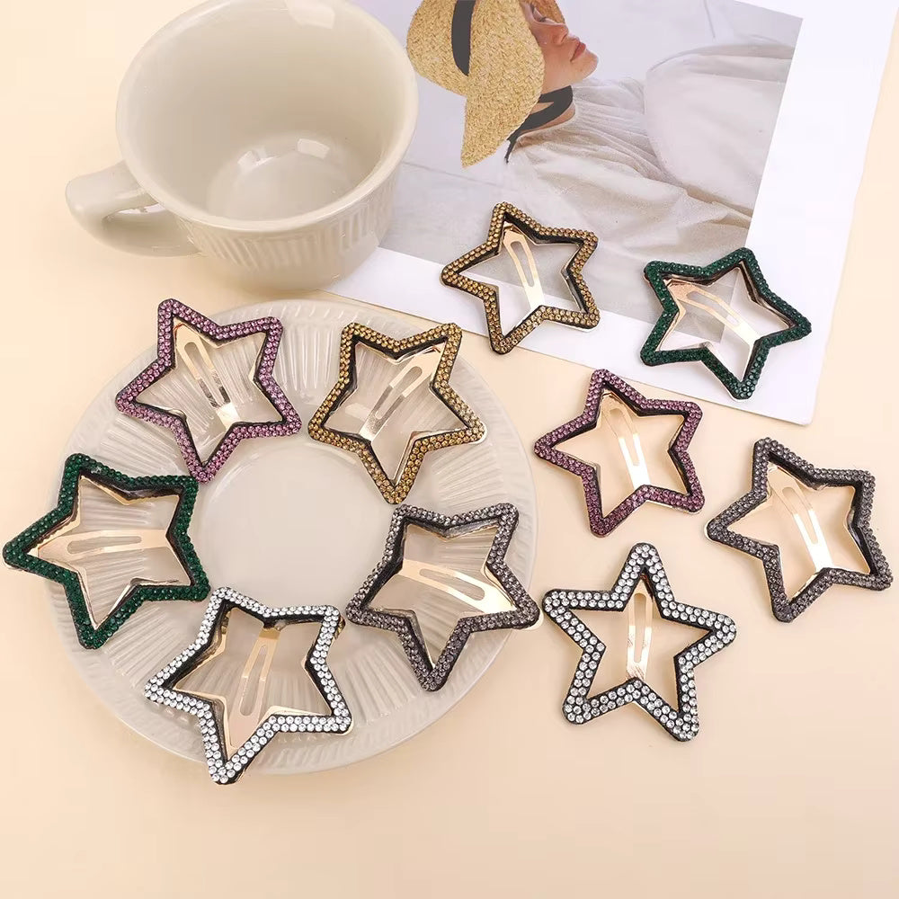 Big Size 2 Pcs Fashion Rhinestone Star Hair Clip