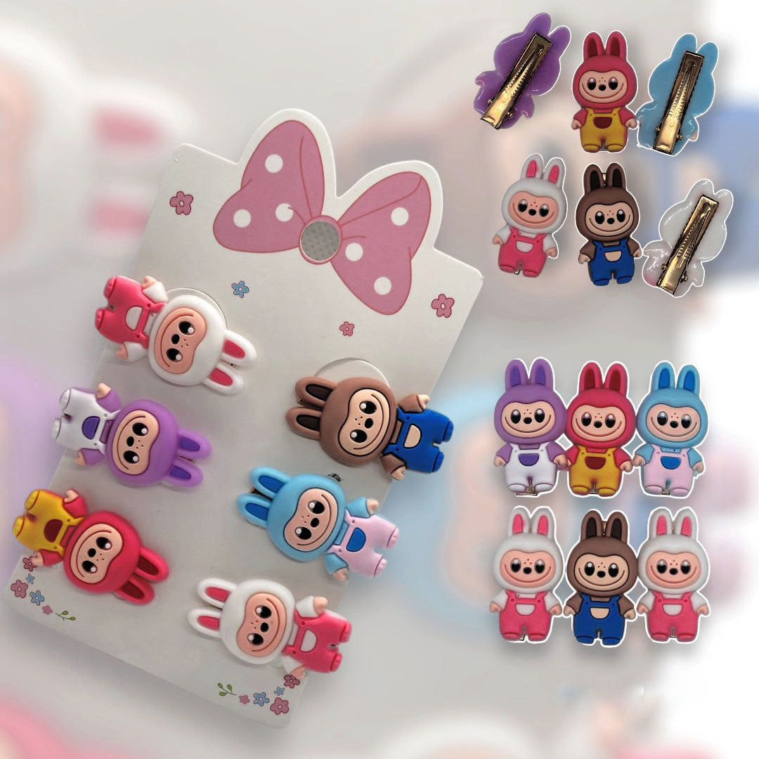 3 Pcs Labubu Kids' Hair Clips Adorable cartoon clips