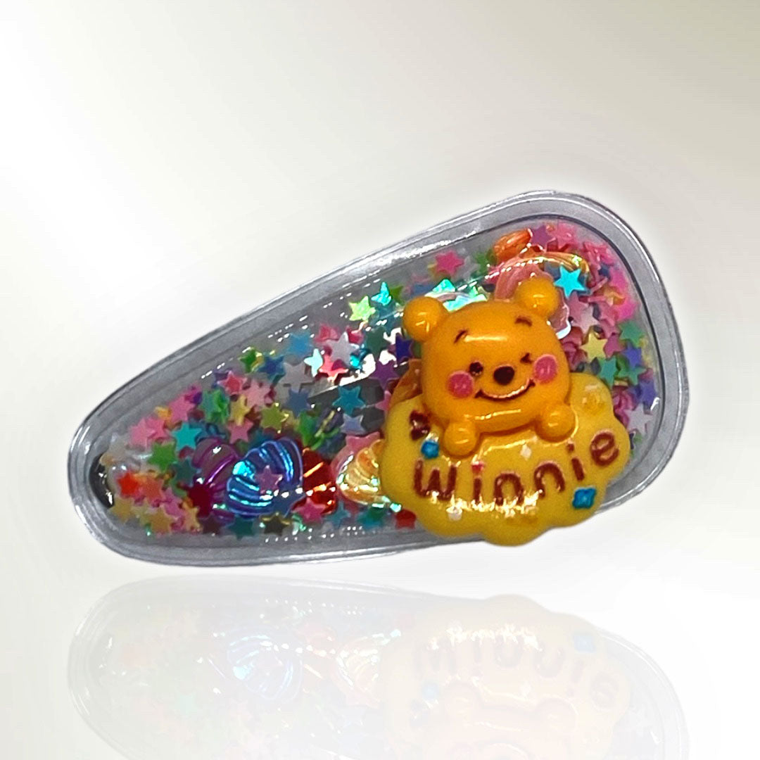 3 Pcs Winnie the Bear Phu Sparkle Hair Clip set