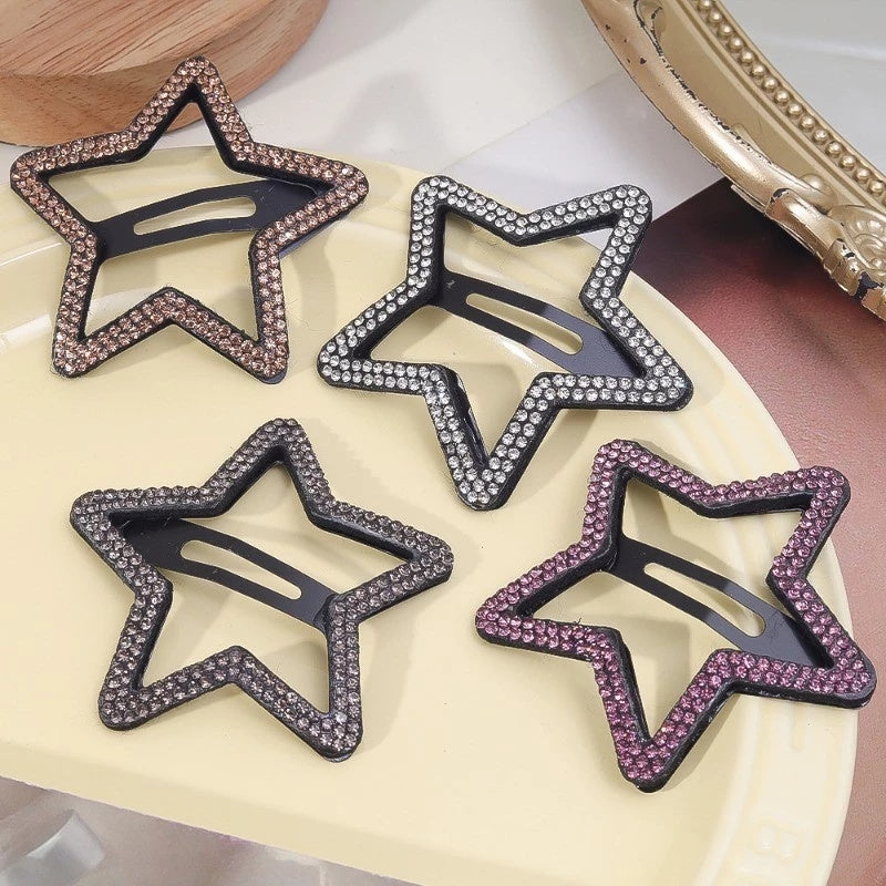 Big Size 2 Pcs Fashion Rhinestone Star Hair Clip