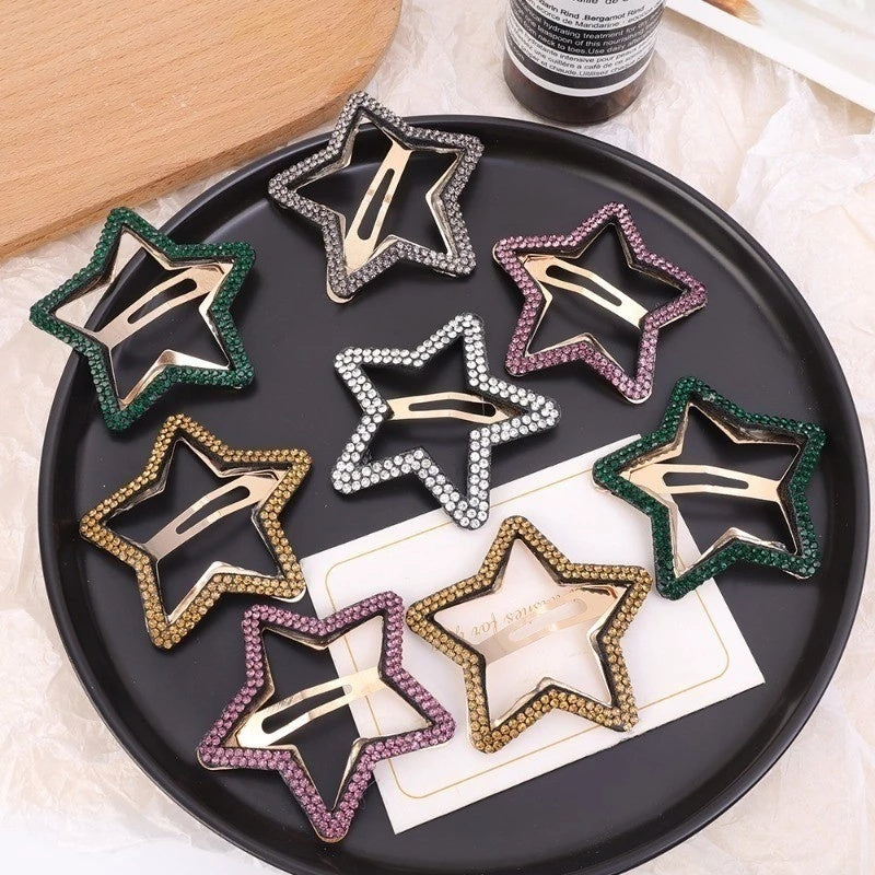 Big Size 2 Pcs Fashion Rhinestone Star Hair Clip